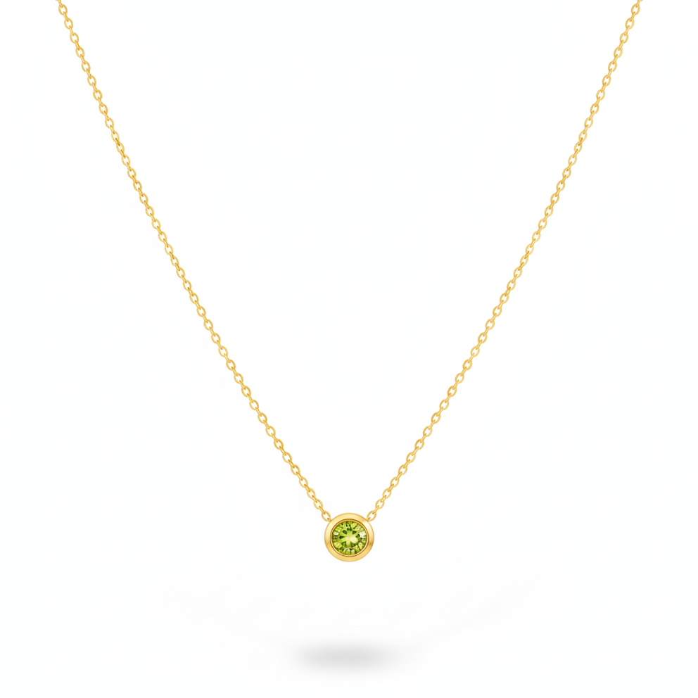 August Peridot Birthstone Necklace