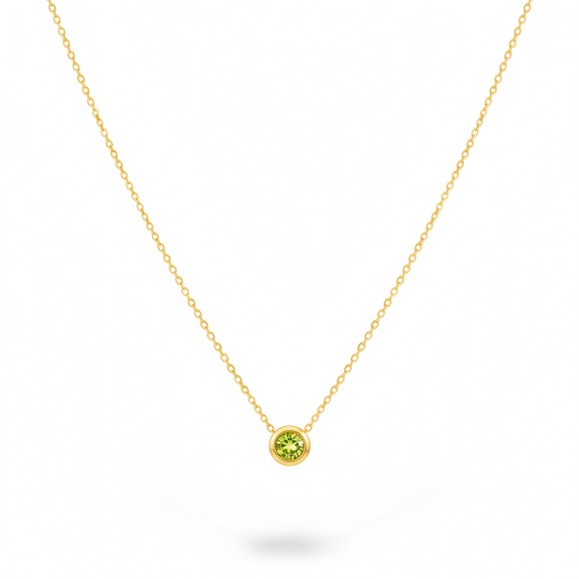 August Peridot Birthstone Necklace
