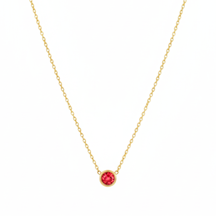 July Ruby Birthstone Necklace