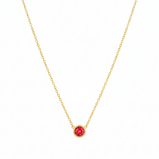 July Ruby Birthstone Necklace