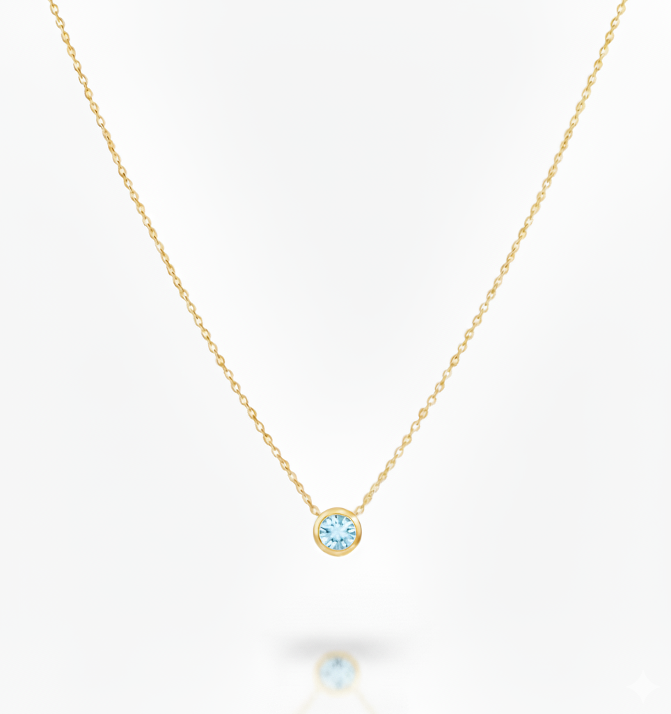 March Aquamarine Birthstone Necklace
