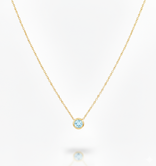 March Aquamarine Birthstone Necklace