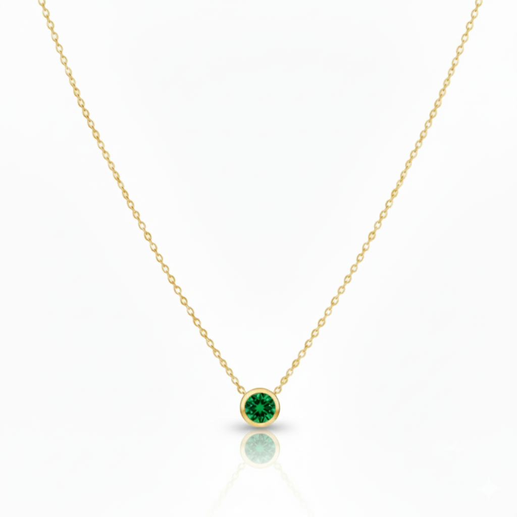 May Emerald Birthstone Necklace