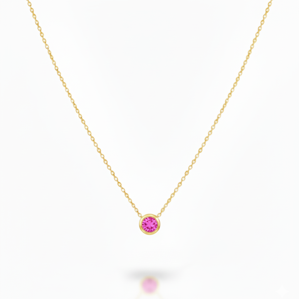 October Tourmaline Birthstone Necklace