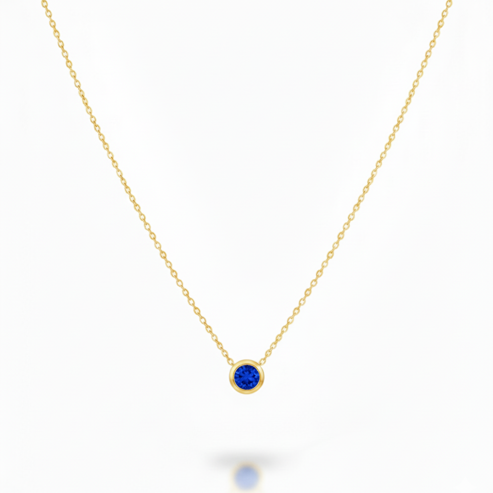 September Sapphire Birthstone Necklace
