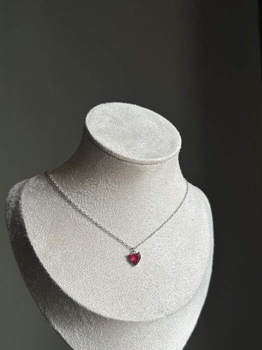 Cherry Red Heart Necklace