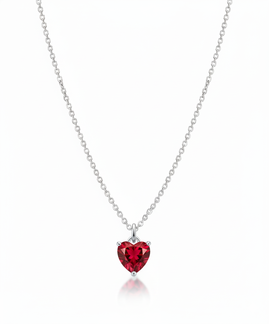 Cherry Red Heart Necklace