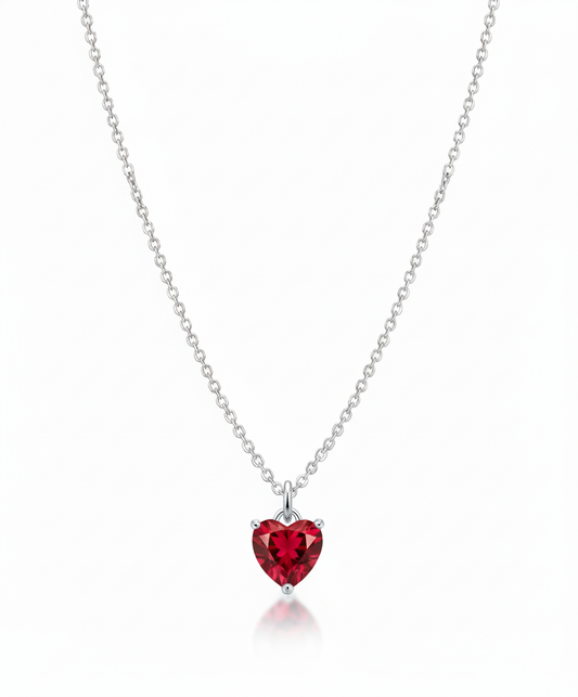 Cherry Red Heart Necklace